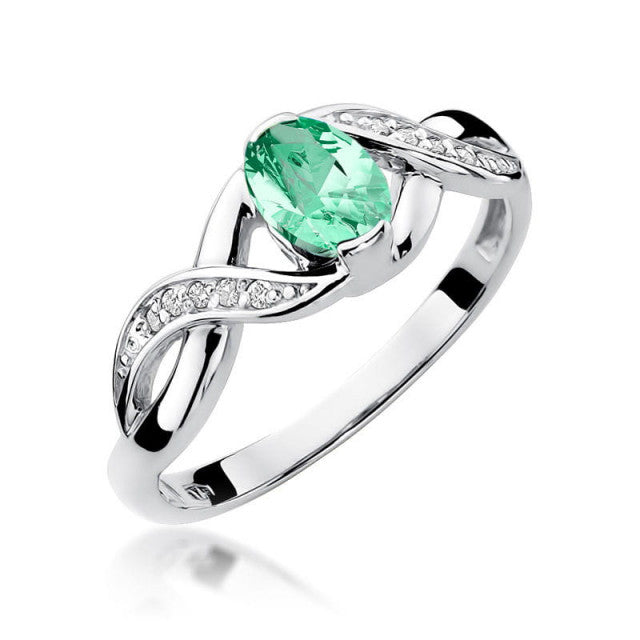 Inel Aur 14K cu Smarald 0.40 ct si Diamante Naturale 0.05 ct, imaginea 5 din 11