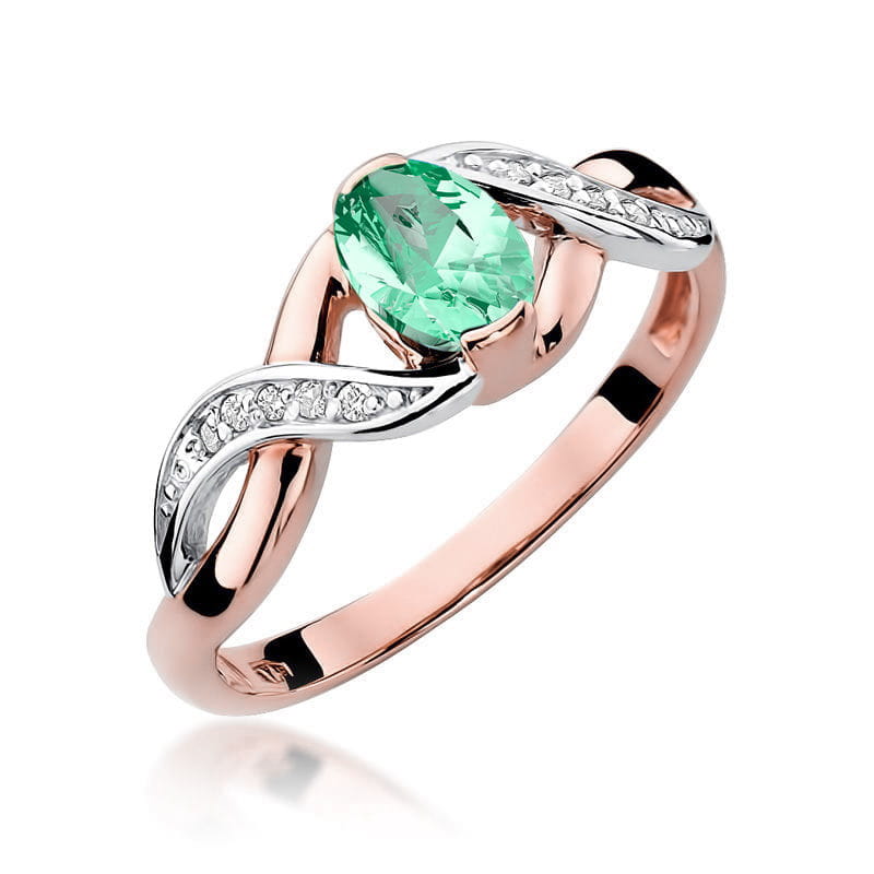 Inel Aur 14K cu Smarald 0.40 ct si Diamante Naturale 0.05 ct, imaginea 8 din 11