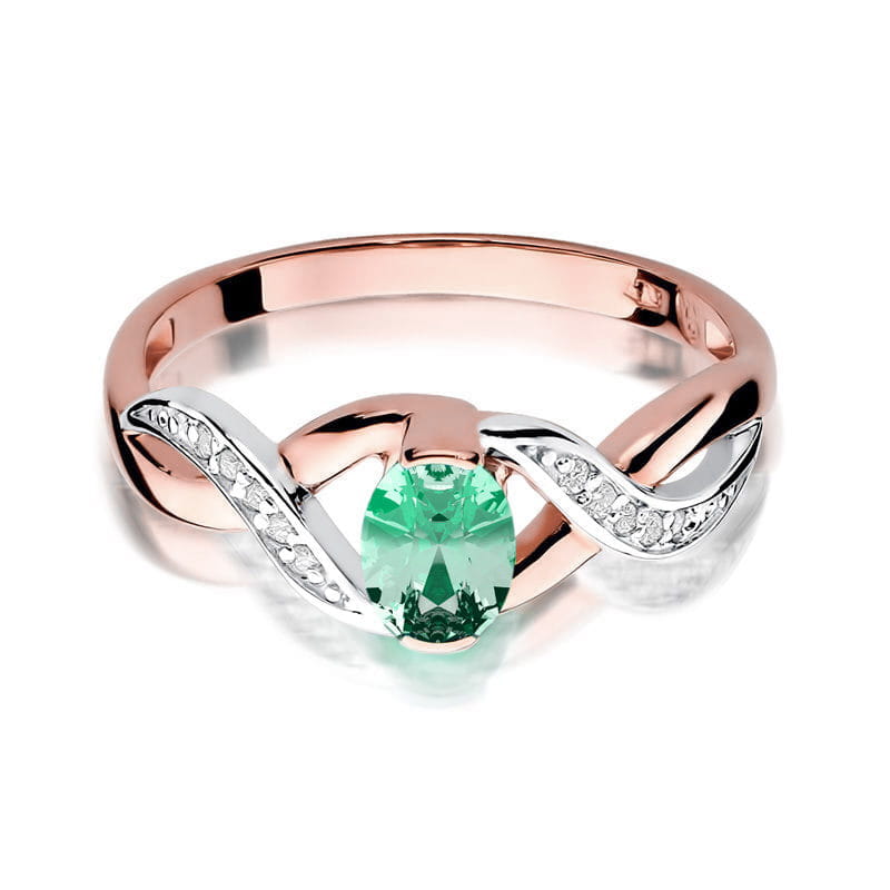 Inel Aur 14K cu Smarald 0.40 ct si Diamante Naturale 0.05 ct, imaginea 9 din 11