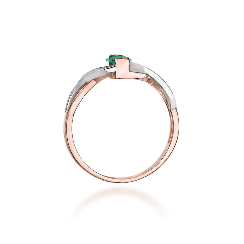 Inel Aur 14K cu Smarald 0.40 ct si Diamante Naturale 0.05 ct, imaginea 10 din 11