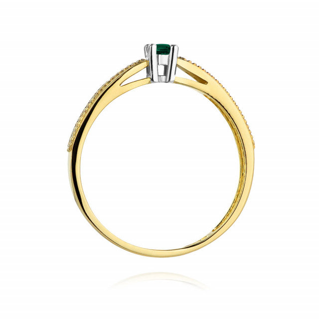 Inel Aur 14K cu Smarald 0.15 ct si Diamante Naturale 0.09 ct, imaginea 3 din 11