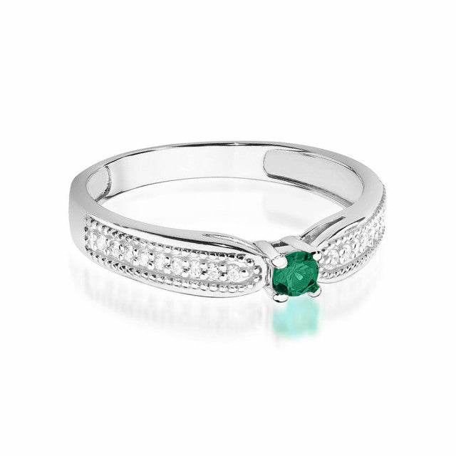 Inel Aur 14K cu Smarald 0.15 ct si Diamante Naturale 0.09 ct, imaginea 6 din 11