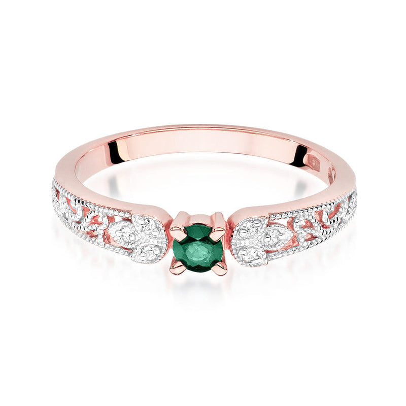 Inel Aur 14K cu Smarald 0.15 ct si Diamante Naturale 0.03 ct, imaginea 9 din 11