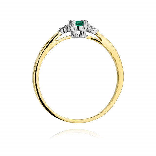Inel Aur 14K cu Smarald 0.15 ct si Diamante Naturale 0.03 ct, imaginea 3 din 11