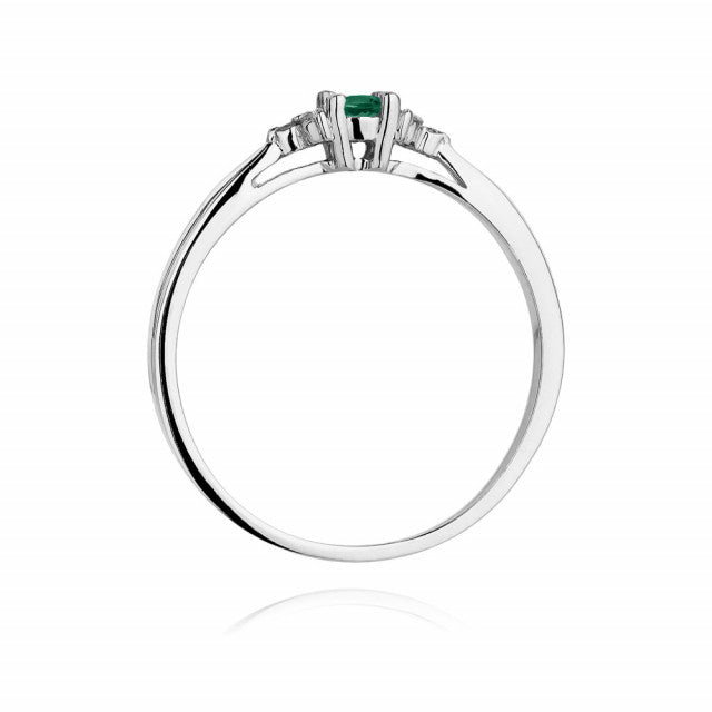 Inel Aur 14K cu Smarald 0.15 ct si Diamante Naturale 0.03 ct, imaginea 7 din 11