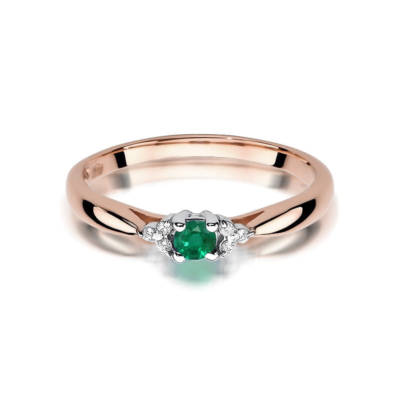 Inel Aur 14K cu Smarald 0.15 ct si Diamante Naturale 0.03 ct, imaginea 10 din 11