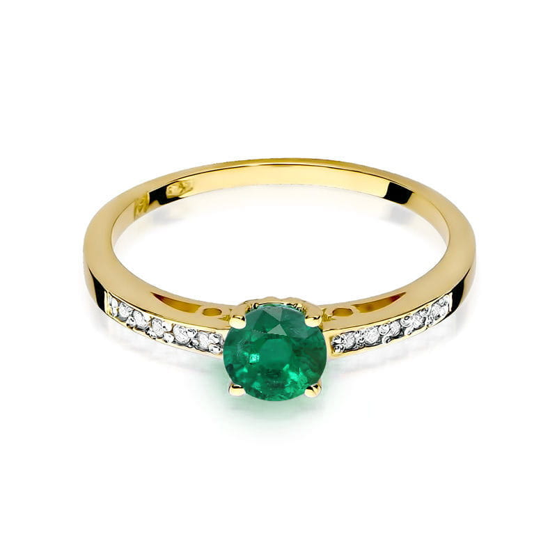 Inel Aur 14K cu Smarald 0.50 ct si Diamante Naturale 0.05 ct, imaginea 2 din 12