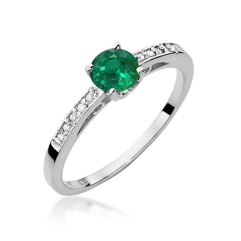 Inel Aur 14K cu Smarald 0.50 ct si Diamante Naturale 0.05 ct, imaginea 9 din 12