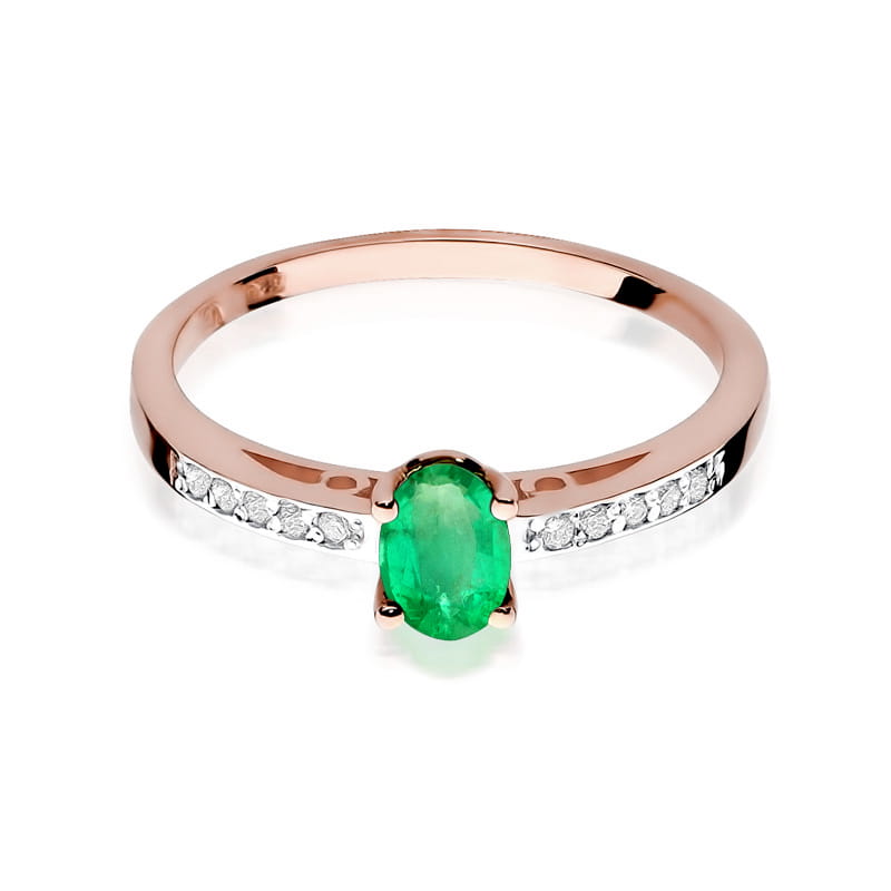 Inel Aur 14K cu Smarald 0.40 ct si Diamante Naturale 0.05 ct, imaginea 7 din 8