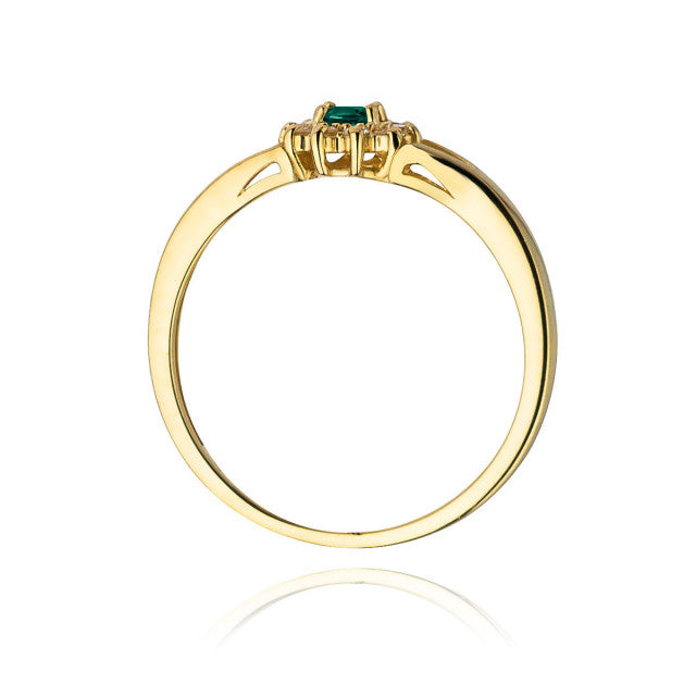 Inel Aur 14K cu Smarald 0.15 ct si Diamante Naturale 0.09 ct, imaginea 3 din 10