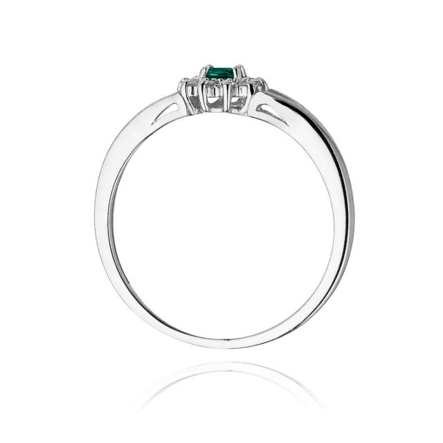 Inel Aur 14K cu Smarald 0.15 ct si Diamante Naturale 0.09 ct, imaginea 6 din 10