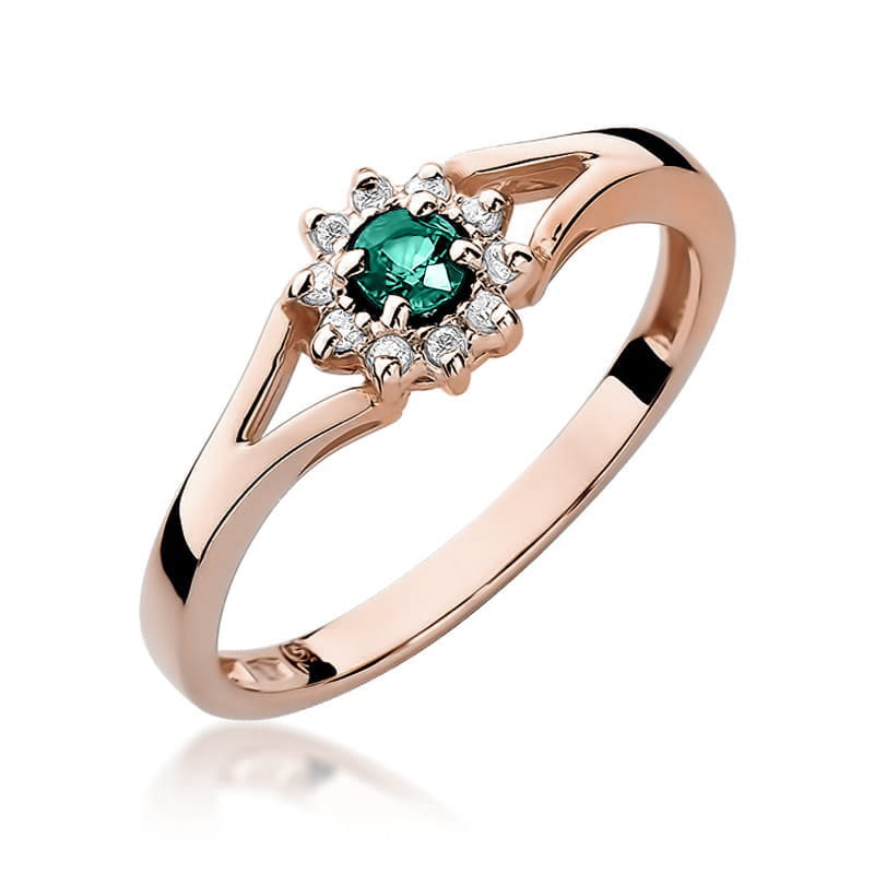 Inel Aur 14K cu Smarald 0.15 ct si Diamante Naturale 0.09 ct, imaginea 7 din 10
