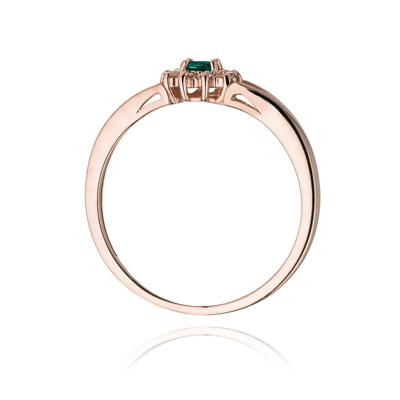 Inel Aur 14K cu Smarald 0.15 ct si Diamante Naturale 0.09 ct, imaginea 9 din 10