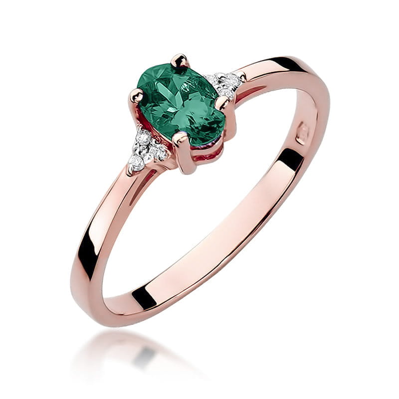 Inel Aur 14K cu Smarald 0.40 ct si Diamante Naturale 0.05 ct, imaginea 8 din 11