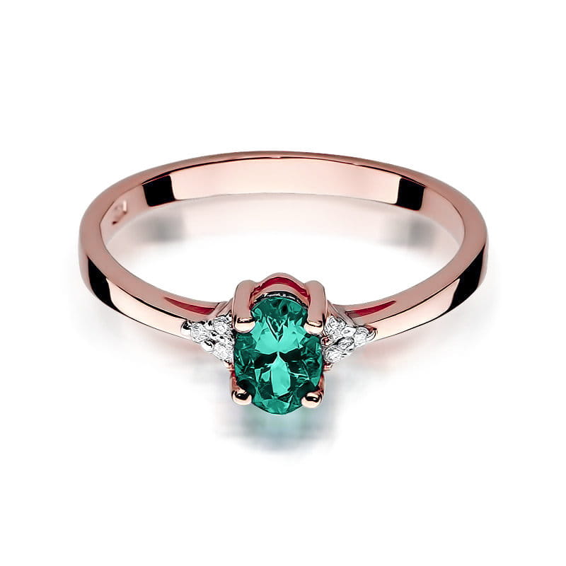 Inel Aur 14K cu Smarald 0.40 ct si Diamante Naturale 0.05 ct, imaginea 9 din 11