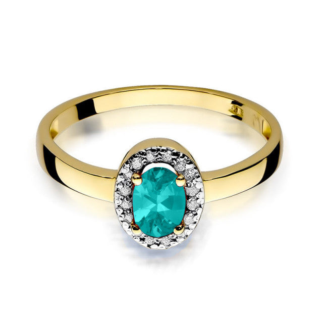 Inel Aur 14K cu Smarald 0.40 ct si Diamante Naturale 0.08 ct, imaginea 2 din 10