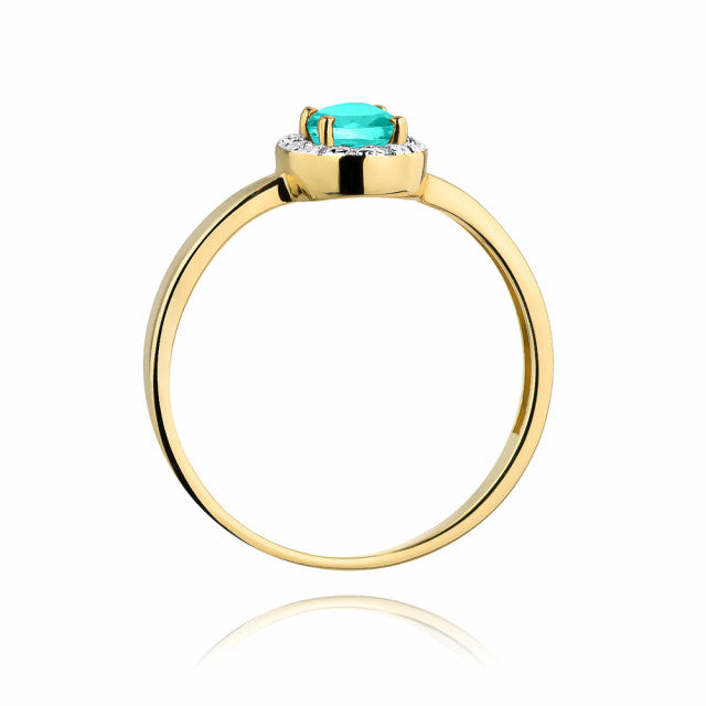 Inel Aur 14K cu Smarald 0.40 ct si Diamante Naturale 0.08 ct, imaginea 3 din 10