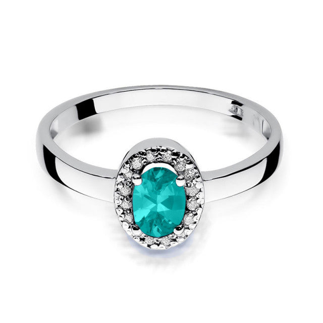 Inel Aur 14K cu Smarald 0.40 ct si Diamante Naturale 0.08 ct, imaginea 5 din 10