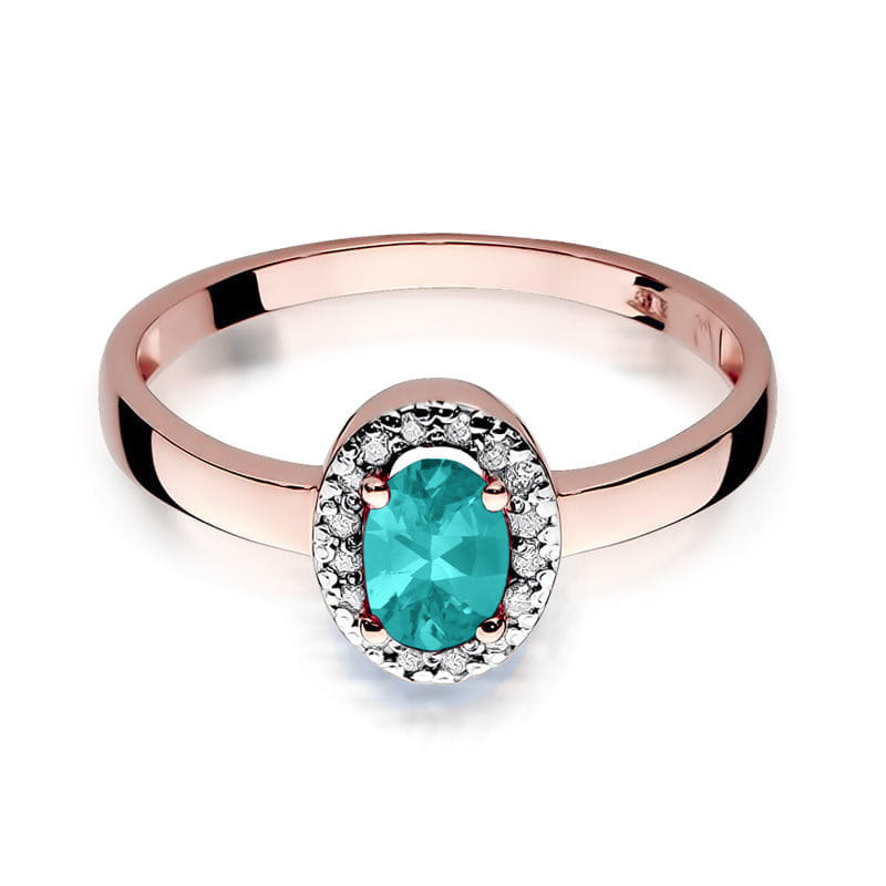 Inel Aur 14K cu Smarald 0.40 ct si Diamante Naturale 0.08 ct, imaginea 8 din 10
