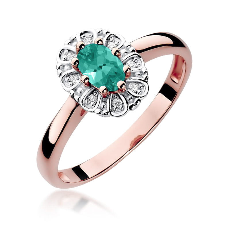 Inel Aur 14K cu Smarald 0.40 ct si Diamante Naturale 0.07 ct, imaginea 8 din 11