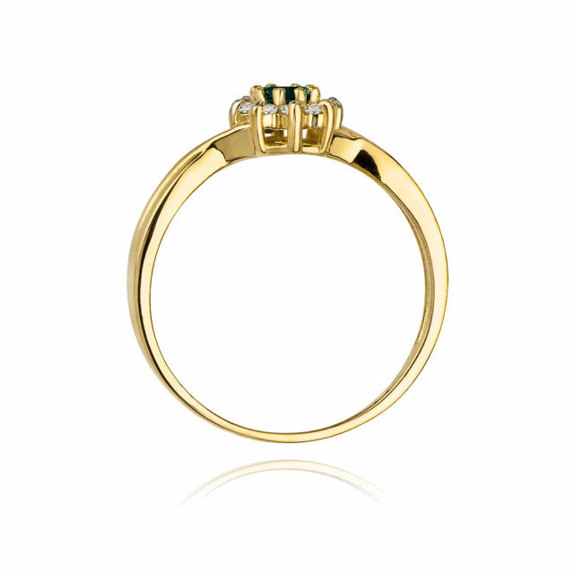 Inel Aur 14K cu Smarald 0.15 ct si Diamante Naturale 0.12 ct, imaginea 3 din 11