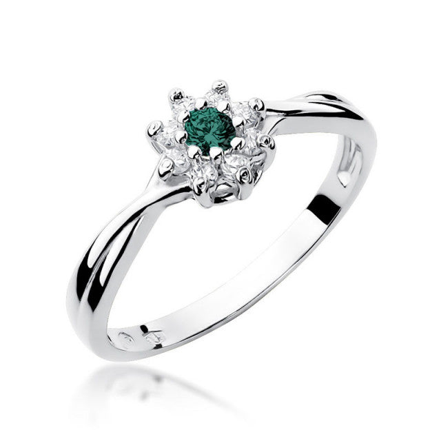 Inel Aur 14K cu Smarald 0.15 ct si Diamante Naturale 0.12 ct, imaginea 5 din 11
