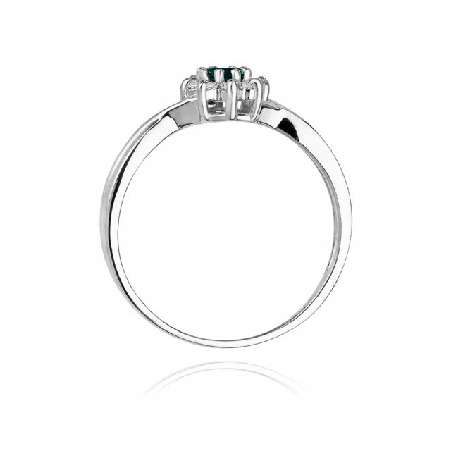 Inel Aur 14K cu Smarald 0.15 ct si Diamante Naturale 0.12 ct, imaginea 7 din 11