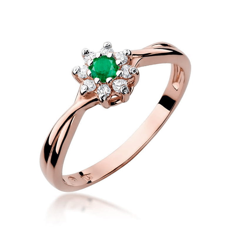 Inel Aur 14K cu Smarald 0.15 ct si Diamante Naturale 0.12 ct, imaginea 8 din 11