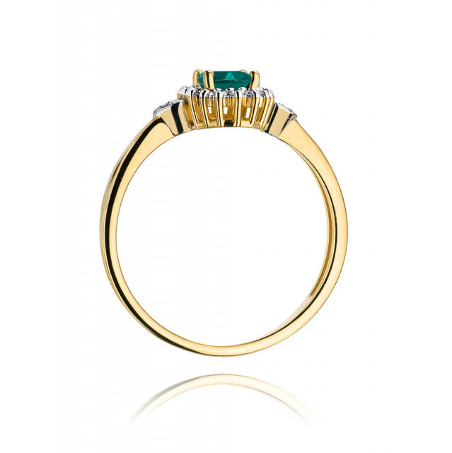 Inel Aur 14K cu Smarald 0.40 ct si Diamante Naturale 0.10 ct, imaginea 3 din 11