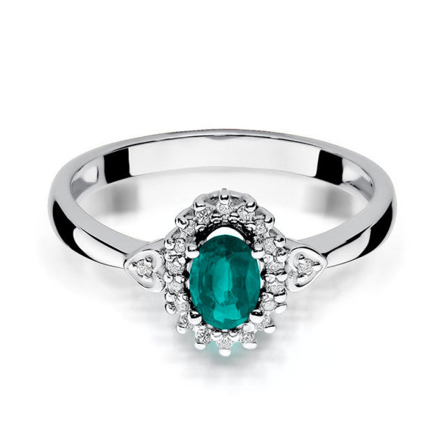 Inel Aur 14K cu Smarald 0.40 ct si Diamante Naturale 0.10 ct, imaginea 6 din 11