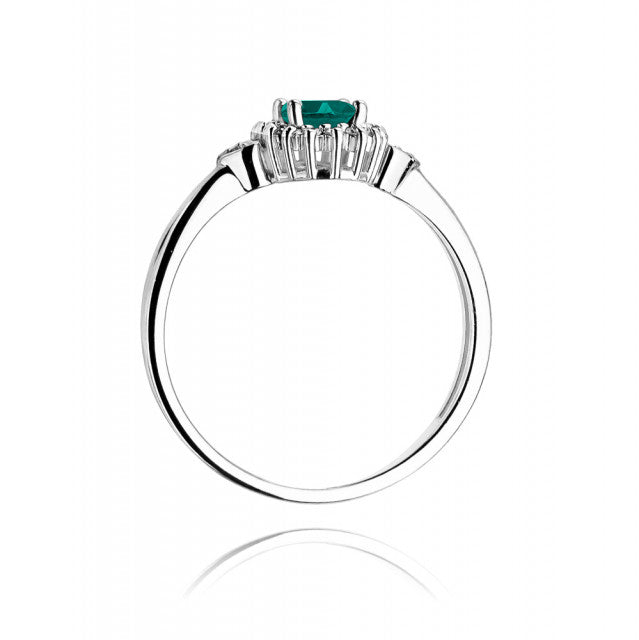 Inel Aur 14K cu Smarald 0.40 ct si Diamante Naturale 0.10 ct, imaginea 7 din 11