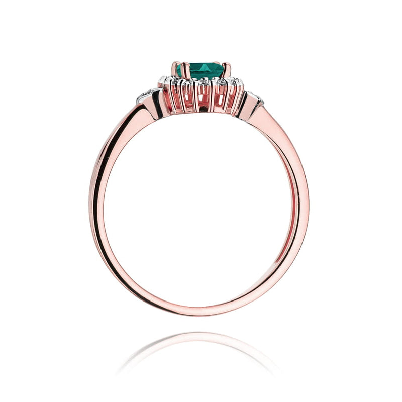 Inel Aur 14K cu Smarald 0.40 ct si Diamante Naturale 0.10 ct, imaginea 10 din 11