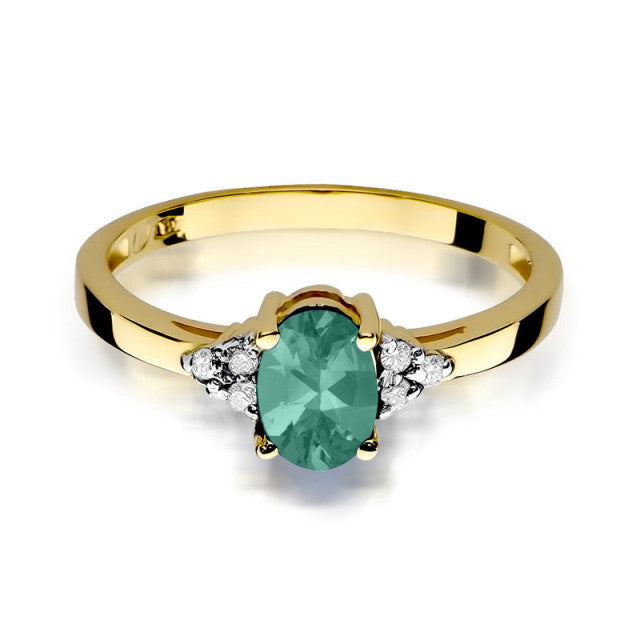Inel Aur 14K cu Smarald 0.80 ct si Diamante Naturale 0.05 ct, imaginea 2 din 11