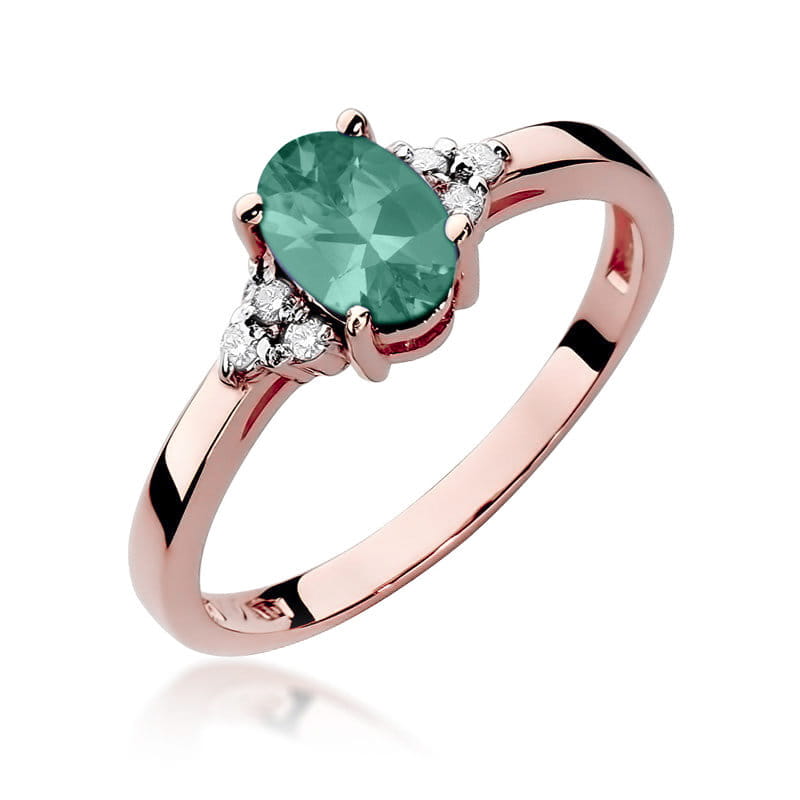 Inel Aur 14K cu Smarald 0.80 ct si Diamante Naturale 0.05 ct, imaginea 9 din 11