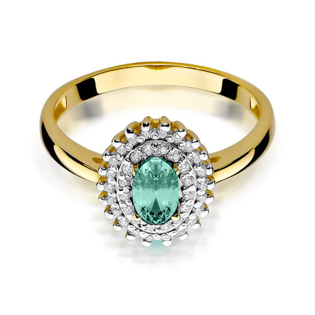 Inel Aur 14K cu Smarald 0.40 ct si Diamante Naturale 0.20 ct, imaginea 2 din 10