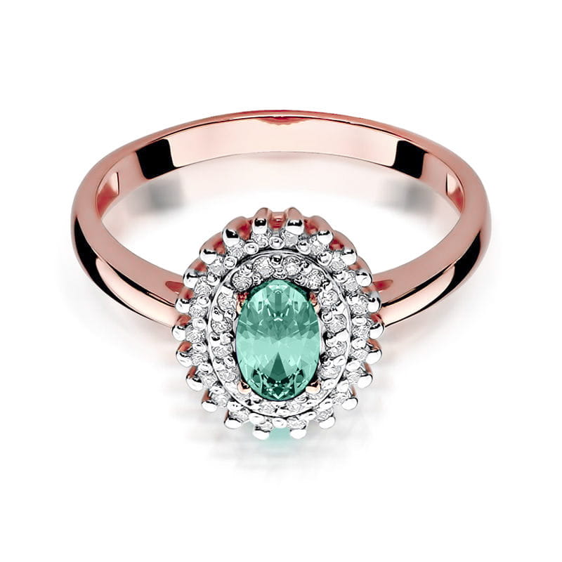 Inel Aur 14K cu Smarald 0.40 ct si Diamante Naturale 0.20 ct, imaginea 8 din 10