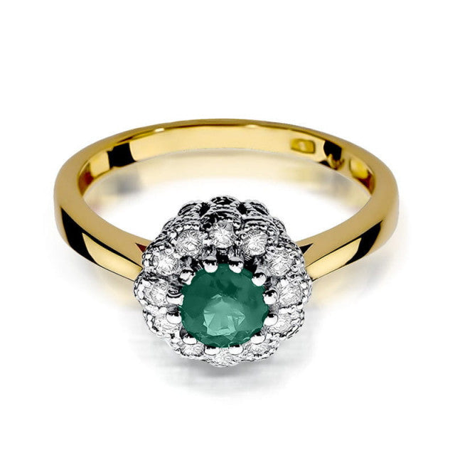 Inel Aur 14K cu Smarald 0.50 ct si Diamante Naturale 0.17 ct, imaginea 2 din 8