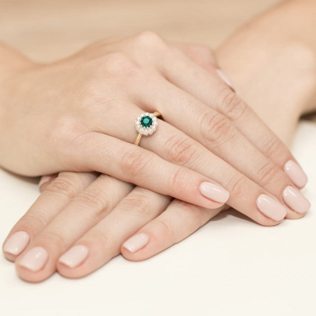 Inel Aur 14K cu Smarald 0.50 ct si Diamante Naturale 0.17 ct, imaginea 4 din 8