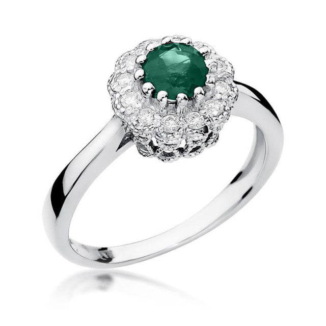 Inel Aur 14K cu Smarald 0.50 ct si Diamante Naturale 0.17 ct, imaginea 5 din 8