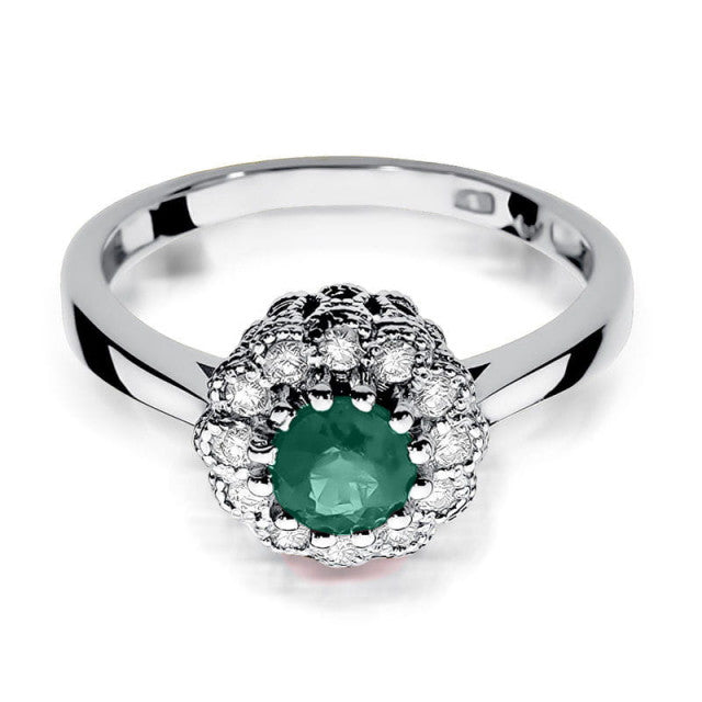 Inel Aur 14K cu Smarald 0.50 ct si Diamante Naturale 0.17 ct, imaginea 6 din 8