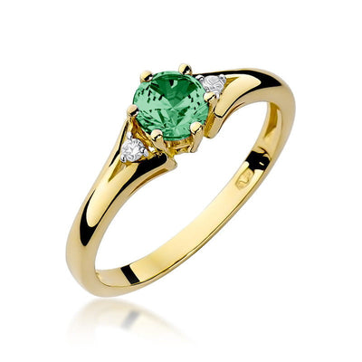Inel Aur 14K cu Smarald 0.50 ct si Diamante Naturale 0.03 ct