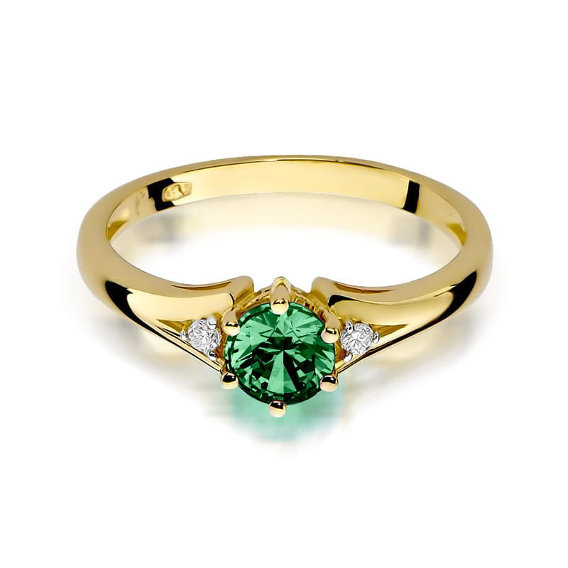 Inel Aur 14K cu Smarald 0.50 ct si Diamante Naturale 0.03 ct, imaginea 2 din 11