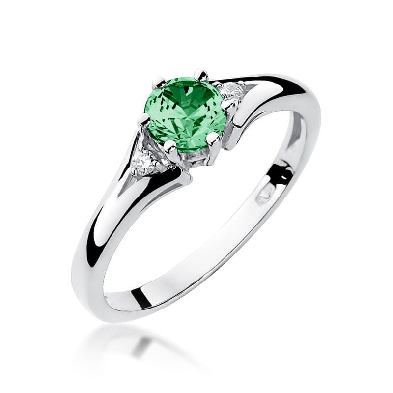 Inel Aur 14K cu Smarald 0.50 ct si Diamante Naturale 0.03 ct, imaginea 5 din 11