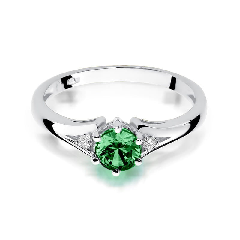 Inel Aur 14K cu Smarald 0.50 ct si Diamante Naturale 0.03 ct, imaginea 6 din 11