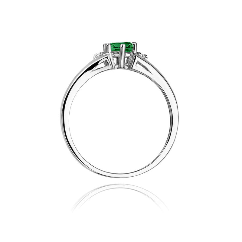 Inel Aur 14K cu Smarald 0.50 ct si Diamante Naturale 0.03 ct, imaginea 7 din 11
