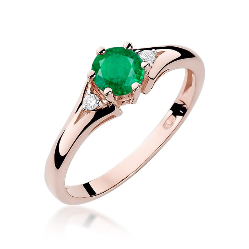 Inel Aur 14K cu Smarald 0.50 ct si Diamante Naturale 0.03 ct, imaginea 8 din 11