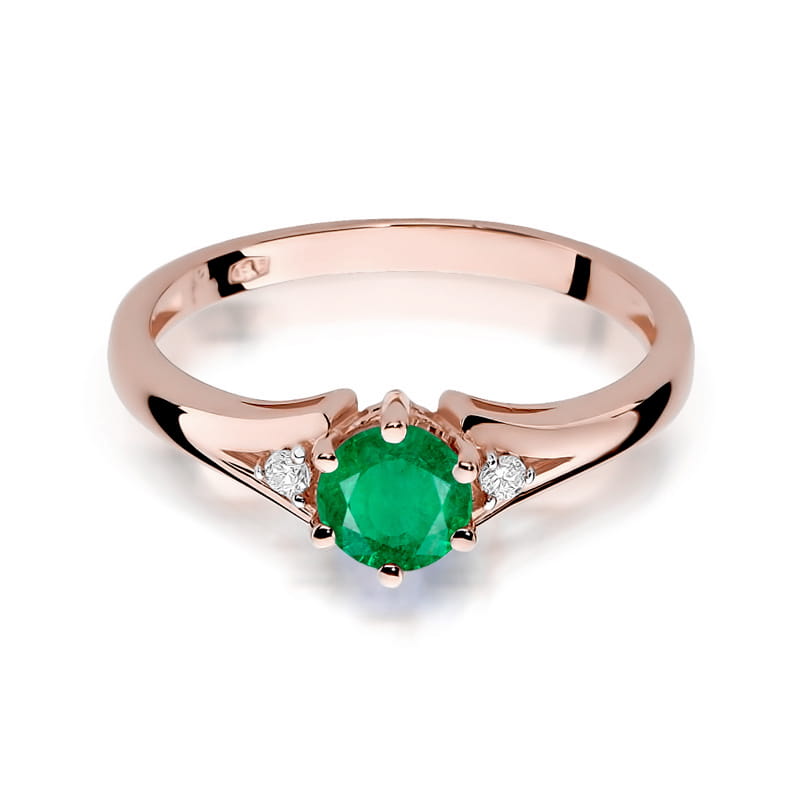 Inel Aur 14K cu Smarald 0.50 ct si Diamante Naturale 0.03 ct, imaginea 9 din 11
