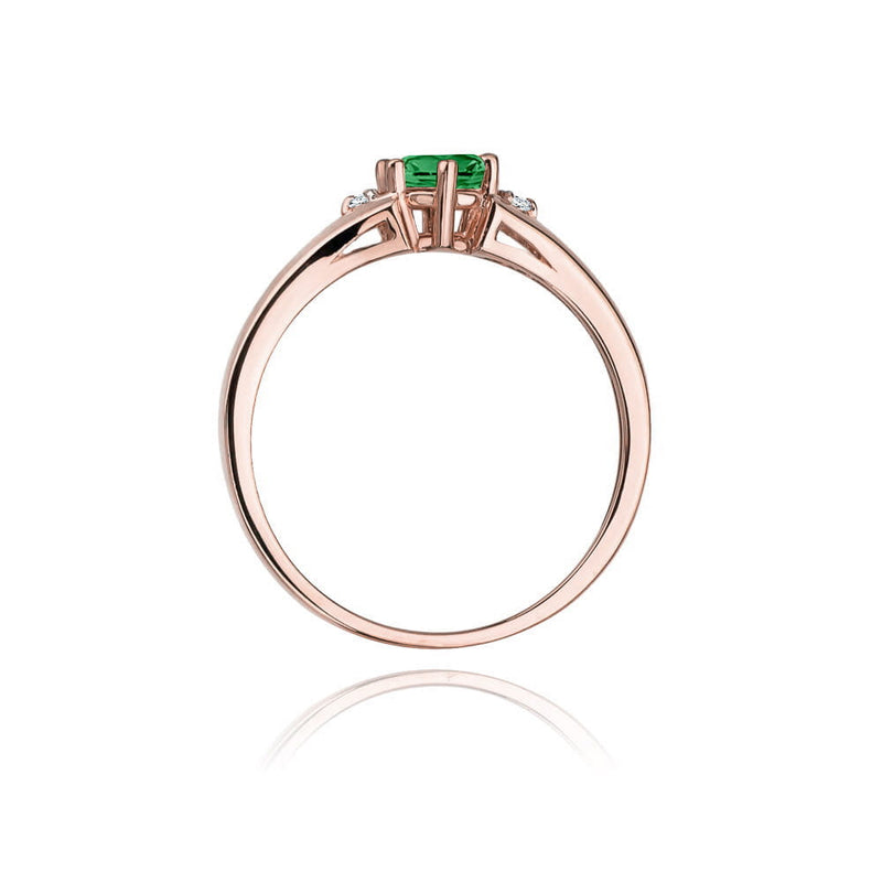 Inel Aur 14K cu Smarald 0.50 ct si Diamante Naturale 0.03 ct, imaginea 10 din 11