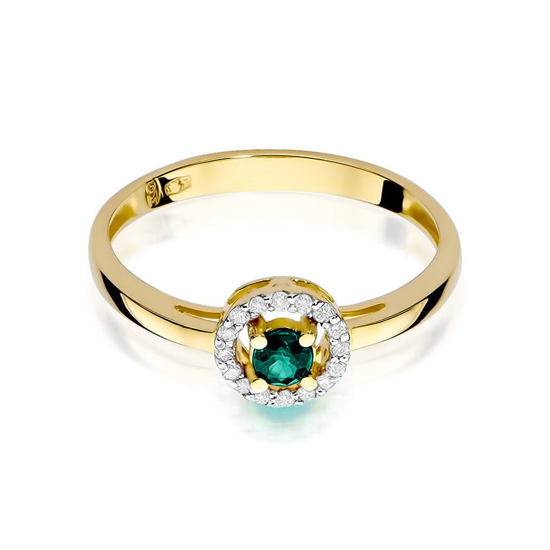 Inel Aur 14K cu Smarald 0.15 ct si Diamante Naturale 0.08 ct, imaginea 2 din 10