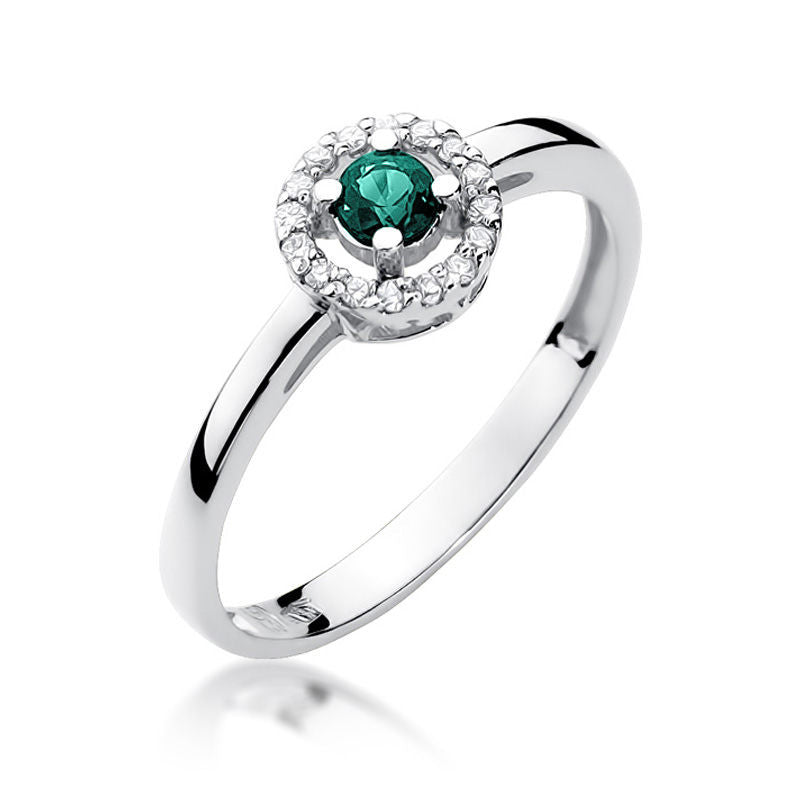 Inel Aur 14K cu Smarald 0.15 ct si Diamante Naturale 0.08 ct, imaginea 5 din 10